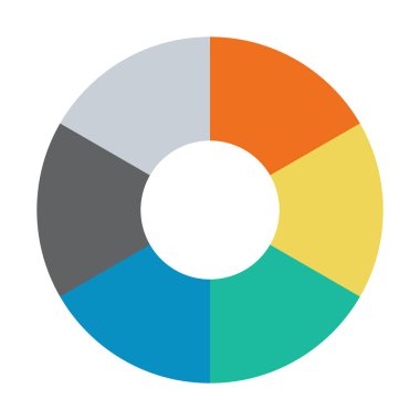 Infographic pasta grafiği. Döngü sunumu diyagramı 6 bölüm. Beyaz arkaplanda izole edilmiş vektör .