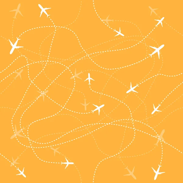 Aviones Viaje Sin Costura Patrón Volar Fondo Gráfico Vectorial Ilustración — Archivo Imágenes Vectoriales