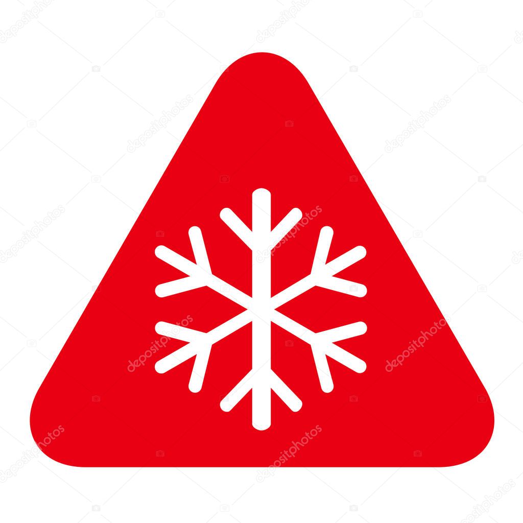 Snow winter icon, danger ice flake sign, risk alert vector illustration, careful caution symbol .
