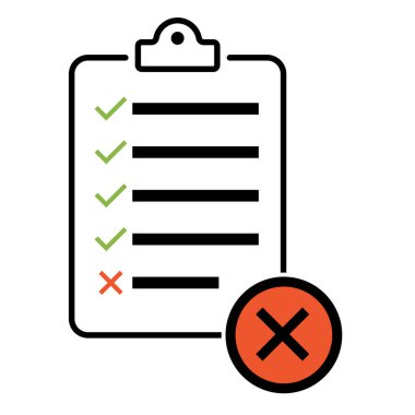 Kontrol listesi, kontrol listesi düz web simgesi beyaz arkaplanda izole edildi. Sembolü işaretle, belge raporu testi, vektör illüstrasyonu .