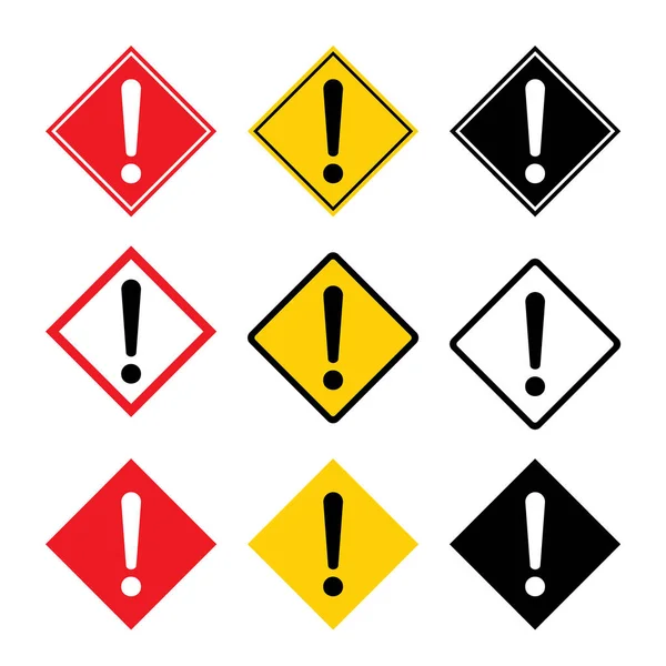 Set Hazard Warning Warn Symbol Vector Icon Flat Sign Symbol — Stock Vector