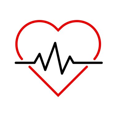 Yer çekimi çizgisi simgesi, beyaz arka planda izole edilmiş sağlık tıbbi kalp atışı sembolü, hastane logosu, vektör illüstrasyonu .