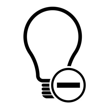 Ampul simgesi, ampul enerji sembolü Elektrik güç vektörü çizimi beyaz zemin üzerinde izole edilmiş siyah ve beyaz tasarım .