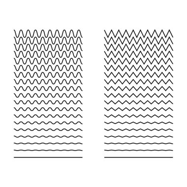 Dalgalı, kıvrımlı, zigzag yatay çizgiler. Vektör basit yeni tasarım ögesi .