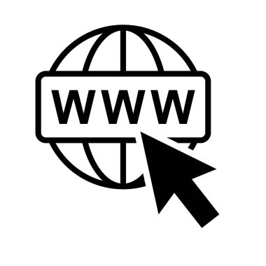 WWW world wide web site symbol, Internet map icon, website address globe, flat outline sign . clipart