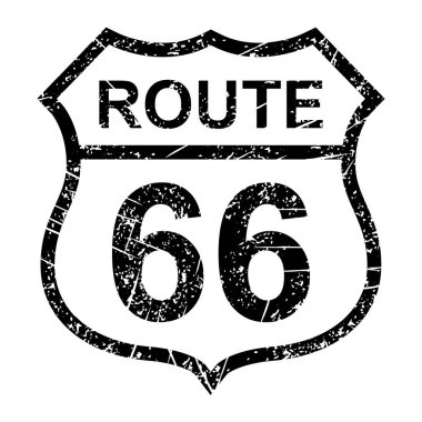 Route 66 klasik simge, seyahat ABD tarihi otoyolu, Amerika yolculuk vektör geçmişi .