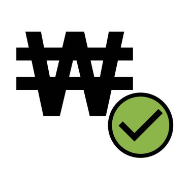 Kazanan Güney Kore ikonu, para krw finans nakit gelir tasarımı, para logosu illüstrasyon .