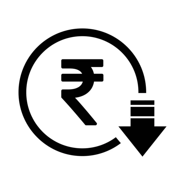 Símbolo Reducción Rupia Icono Reducción Costos Reducir Deuda Negocio Signo — Archivo Imágenes Vectoriales