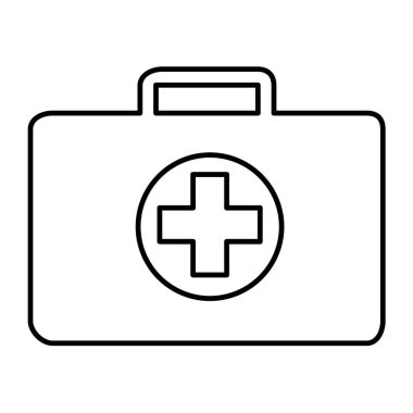 İlk yardım çantası, sağlık sağlık sağlık sembolü, acil tıp illüstrasyon ikonu, güvenlik tasarımı .