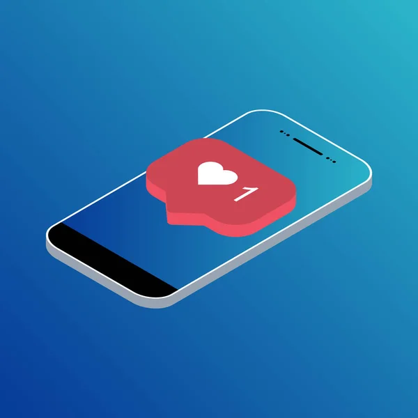 Volger Isometrische Telefoon Melding Symbool Voor Toepassing Instagram App Knop — Stockvector