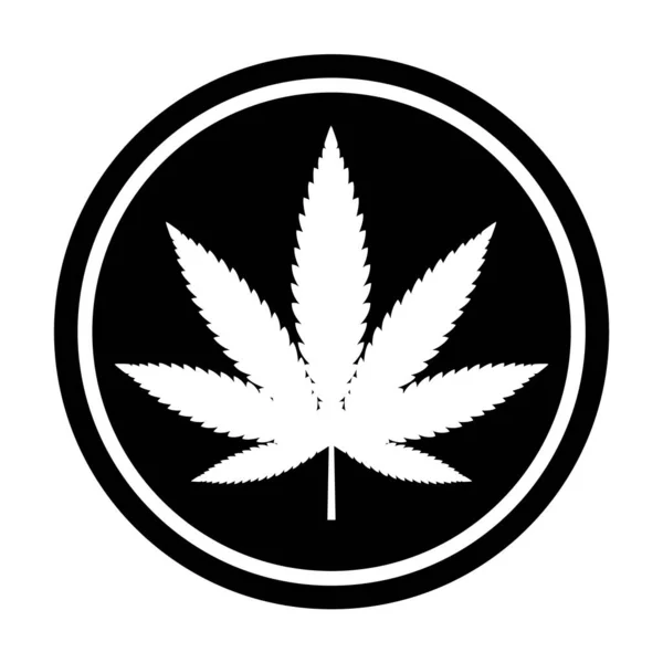 Mariuhana Símbolo Hoja Peligro Marihuana Cáñamo Icono Cannabis Signo Médico — Vector de stock