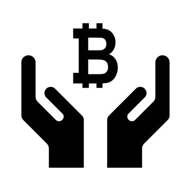 Umut simgesi, bitcoin sembollü insan eli, yardım ve koruma grafik tasarımı, vektör illüstrasyonunu destekle .