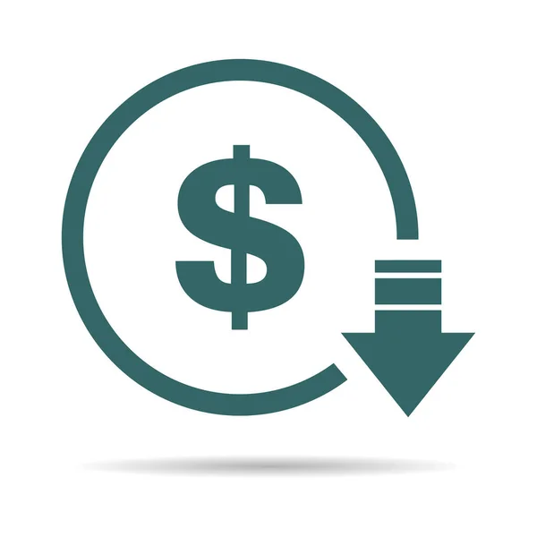 Reducción Costes Disminución Del Icono Del Dólar Imagen Símbolo Vectorial — Vector de stock