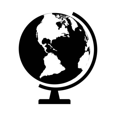 Globus haritası simgesi, Dünya küresi sembolü, dünyaya seyahat, ağ, logo, web vektör illüstrasyonu için kaplanmış .