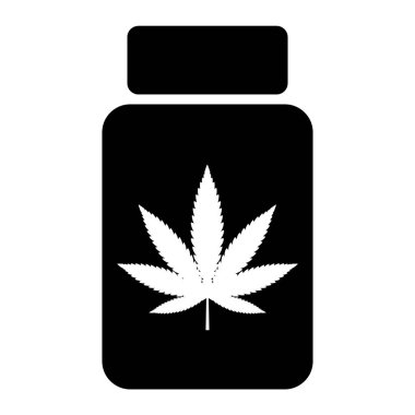 Mariuhana yaprak sembolü, marihuana veya kenevir ikonu, kenevir tıbbi işareti, ot uyuşturucu illüstrasyonu .