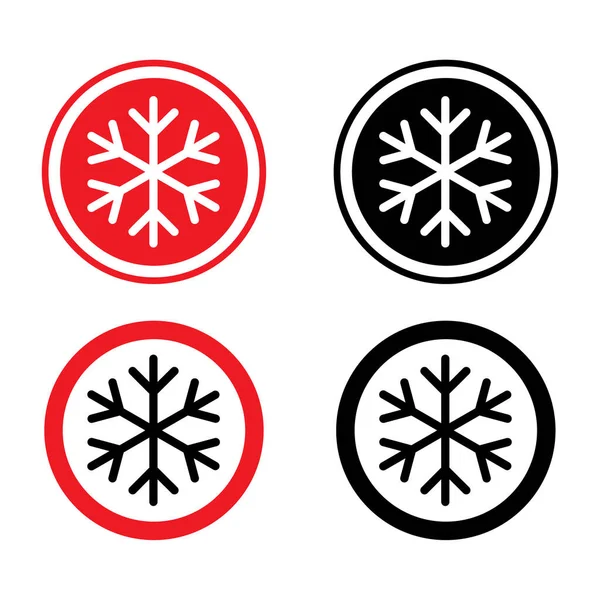 Conjunto Ícone Inverno Neve Sinal Floco Gelo Perigo Ilustração Vetor — Vetor de Stock