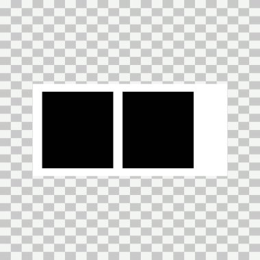 Eski fotoğraf boş çerçevesi şeffaf arkaplanda izole edildi. Boş anlık çerçeve vektör illüstrasyonu, şablon kartı .