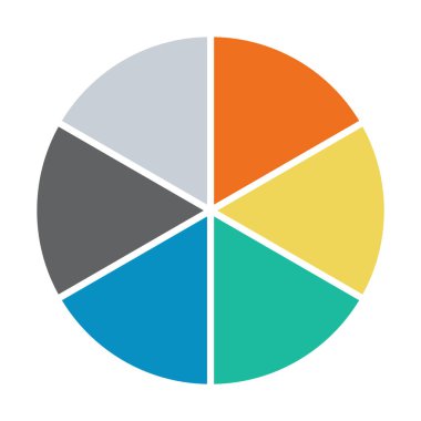 Infographic pasta grafiği. Döngü sunumu diyagramı 6 bölüm. Beyaz arkaplanda izole edilmiş vektör .