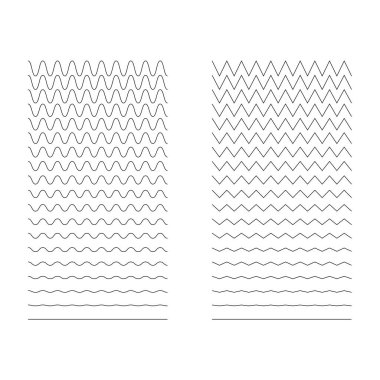 Dalgalı, kıvrımlı, zigzag yatay çizgiler. Vektör basit yeni tasarım ögesi .