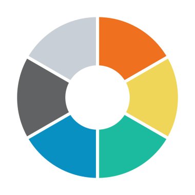 Infographic pasta grafiği. Döngü sunumu diyagramı 6 bölüm. Beyaz arkaplanda izole edilmiş vektör .