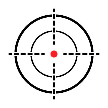 Görüş açısı vektör simgesi. Web tasarımı için Crosshair sembolünün modern hedef çizimi. Çapraz işaret noktası .