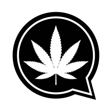 Mariuhana yaprağı sembolü, tehlikeli marihuana veya kenevir ikonu, esrar tıbbi işareti, ot uyuşturucu vektörü illüstrasyonu .
