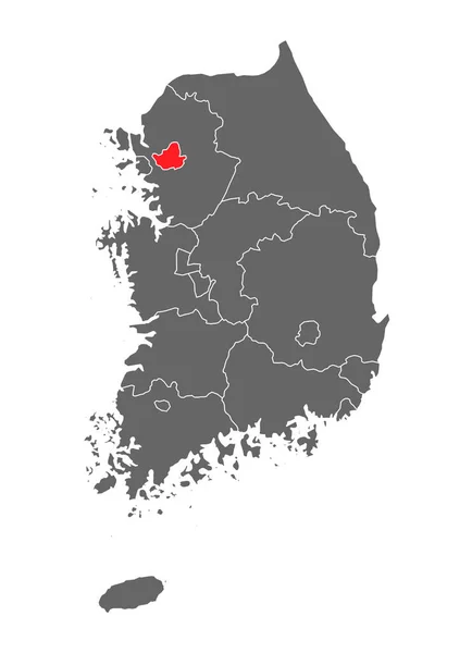 Mapa Corea República Con Provincia Detallada Roja Corea Del Sur — Archivo Imágenes Vectoriales