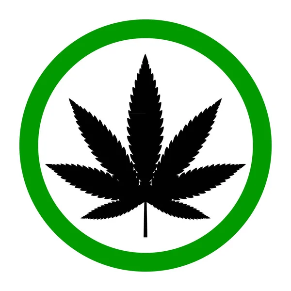 Mariuhana Símbolo Hoja Marihuana Libre Icono Cáñamo Cannabis Signo Médico — Vector de stock