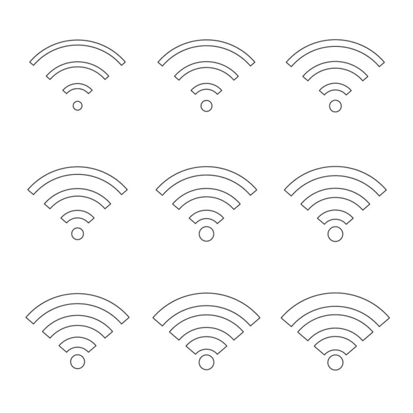 Uppsättning Internet Symbol Wifi Gratis Signal Vektor Illustration Trådlös Mobil — Stock vektor