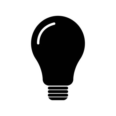Ampul simgesi, ampul enerji sembolü Elektrik güç vektörü çizimi beyaz zemin üzerinde izole edilmiş siyah ve beyaz tasarım .