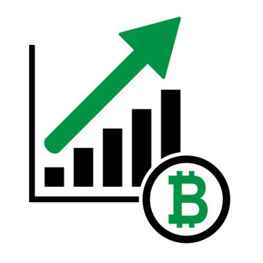 Büyüyen ekonomik sembol, düz modern düğme simgesi, beyaz arkaplanda izole edilmiş nesne .