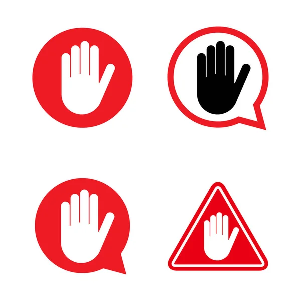 Set Stopp Symbol Mit Wacher Hand Warnung Covid Symbol Nein — Stockvektor