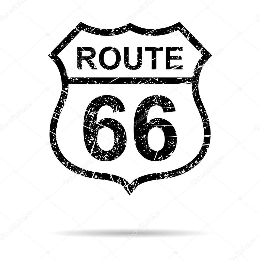 Route 66 classic icon, travel usa history highway, america road trip vector background .