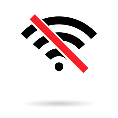Wi-fi internet sembolü, kablosuz sinyal vektör çizimi, kablosuz mobil simge, kablosuz ağ bağlantısı yok .