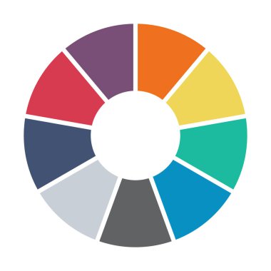 Infographic pasta grafiği. Döngü sunumu diyagramı 9 bölüm. Beyaz arkaplanda izole edilmiş vektör .