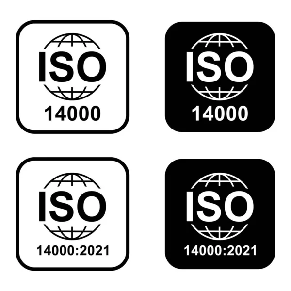 Набор Значка Iso 14000 Управление Окружающей Средой Стандартный Символ Качества — стоковый вектор