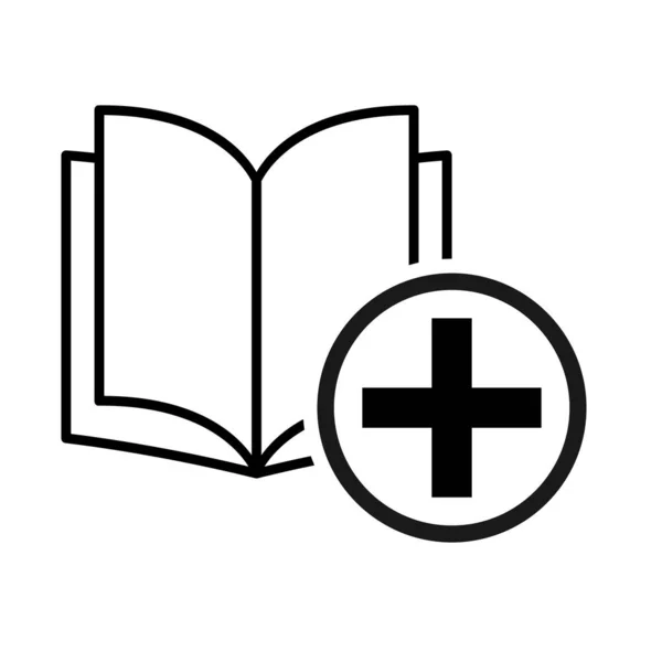 Ikona Knihy Přidat Učebnici Otevřeného Vzdělávání Symbol Ilustrace Vektoru Knihovny — Stockový vektor