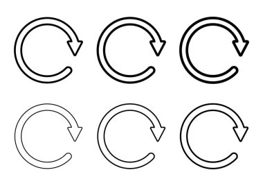 Boş dairesel sembol seti, ok simgesi, grafik vektörünü tazele. Web düğmesi koleksiyonu .