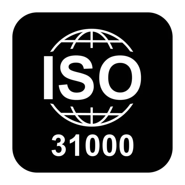 Iso 31000 아이콘입니다 품질의 배경에 — 스톡 벡터