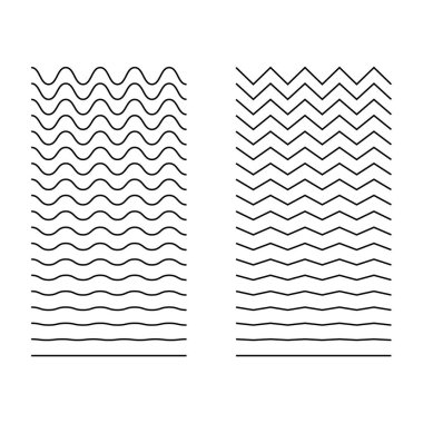 Dalgalı, kıvrımlı, zigzag yatay çizgiler. Vektör basit yeni tasarım ögesi .