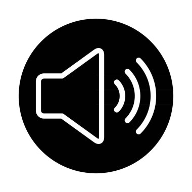 Müzik ses simgesi, ses hacmi sembolü. Uygulama, web ve ortam için vektör illüstrasyonu grafiği .