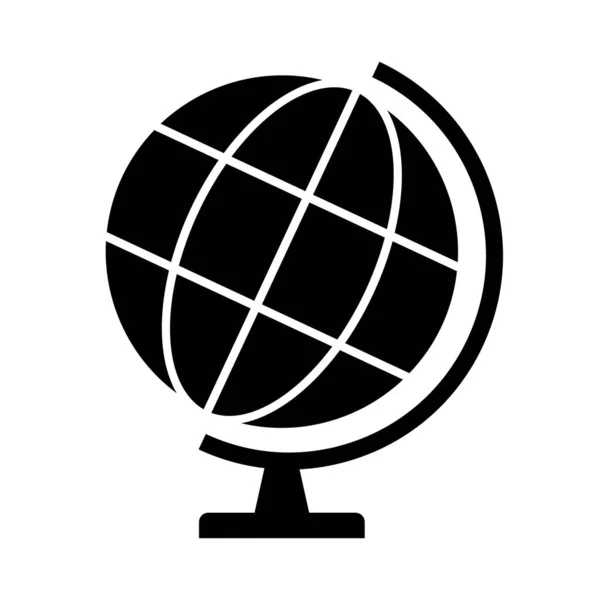 Globus Kaart Icoon Aarde Bol Symbool Reizen Naar Wereld Geplateerd — Stockvector