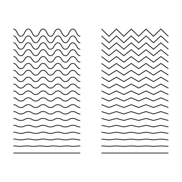 Dalgalı, kıvrımlı, zigzag yatay çizgiler. Vektör basit yeni tasarım ögesi .