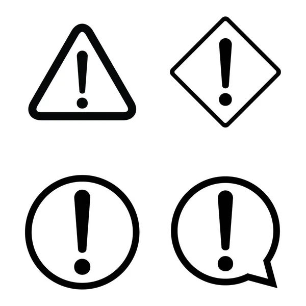 Uppsättning Farovarning Varningssymbol Vektor Ikon Platt Skylt Symbol Med Utropstecken — Stock vektor