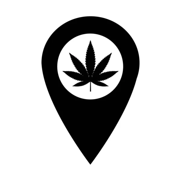 Mariuhana Símbolo Hoja Marihuana Puntero Icono Cáñamo Cannabis Signo Médico — Vector de stock