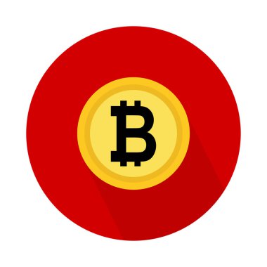 Bitcoin para birimi simgesi, para bankası düz tasarım, web, logo, uygulama vektör illüstrasyonu için finans sembolü .