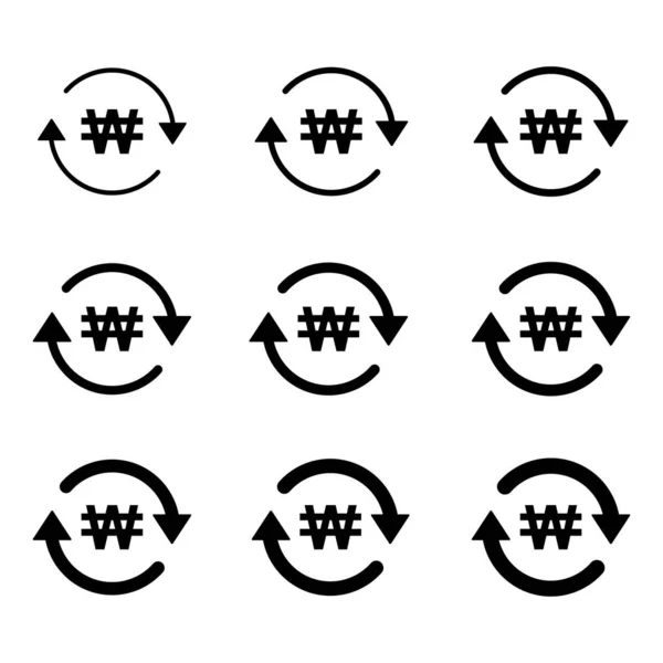 Set Von Gewonnenem Geld Sammlung Von Südkoreanischen Geschäftszeichen Marktwirtschaftliche Vektorillustration — Stockvektor