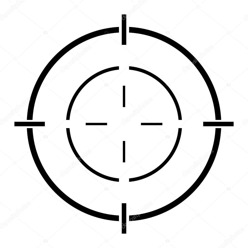 Sight gun vector icon. Modern target illustration of crosshair symbol for web design. Cross mark dot .