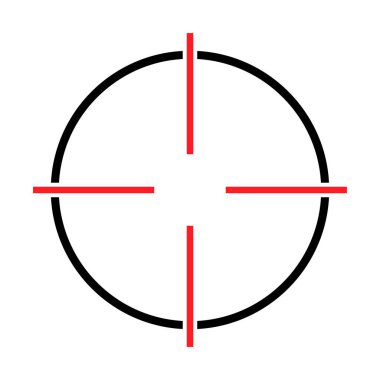 Görüş açısı vektör simgesi. Web tasarımı için Crosshair sembolünün modern hedef çizimi. Çapraz işaret noktası .