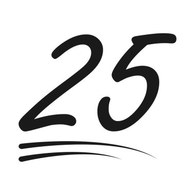 Tebrik numarası harfleri, 25 kutlayan takipçi simgesi, web çevrimiçi post vektör illüstrasyonu .